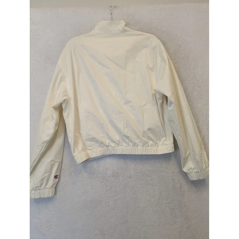 Champion Women Cream Athletic Jacket University‎ Logo Full Zip Size S
